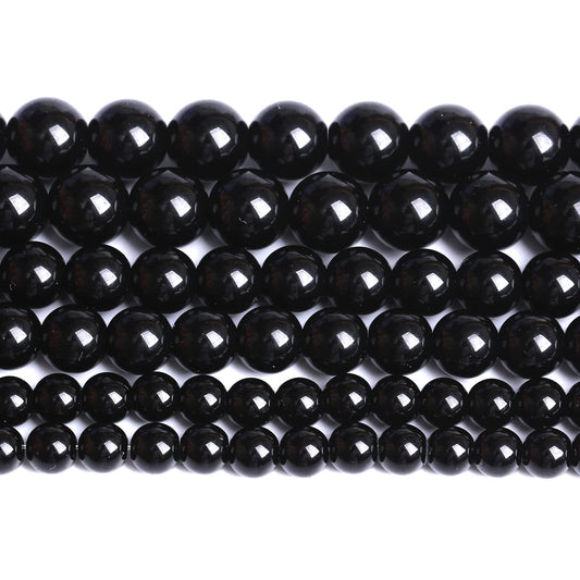 6mm 66pcs Natural Black Agates Onyx Stone Beads Smooth Round Loose Spacer Beads for Jewelry Making DIY Bracelets 15"