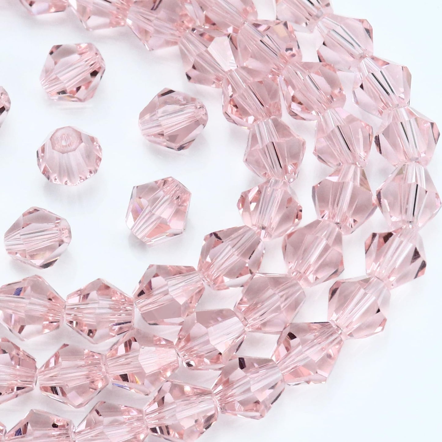 Dowarm 250PCS 6MM Pink Faceted Bicone Crystal Beads for Crafts, Jewelry Making, DIY Bracelet, Necklace, Dolls, Wine Charms, Wind Chimes, Suncatchers, Loose Spacer Glass Beads