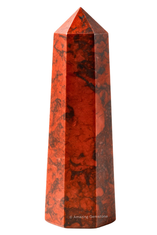 Amazing Gemstone Red Jasper Hematite Crystal Towers - Natural Healing Crystal Point Obelisk for Reiki Healing and Crystal Grid (3" to 4" INCH)