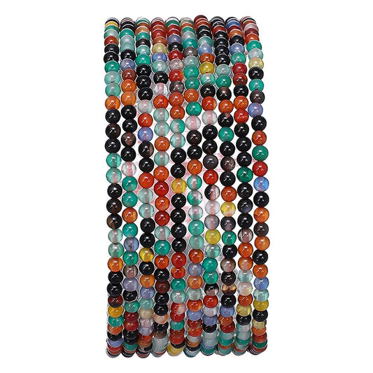 BEADIA Natural Colorful Agate Stone Round Loose Semi Gemstone Beads for Jewelry Making 2-2.5mm 38cm/Strand