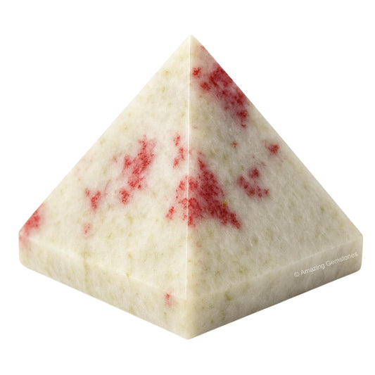 Amazing Gemstone Cinnabarite Pyramid Crystal Healing Stones - 1.5" Great Pyramid Figurine of Natural Stone Pyramid for Meditation, Reiki, Chakra Balancing and Crystal Pyramids Grid