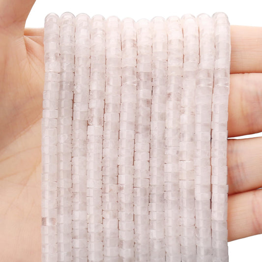 BONNY BOXX 150PCs Natural White Jade Spacer Beads, Loose Semi Precious Flat Round Gemstone Heishi Disc Stone Beads for Beading Jewelry Making 4mm*2mm