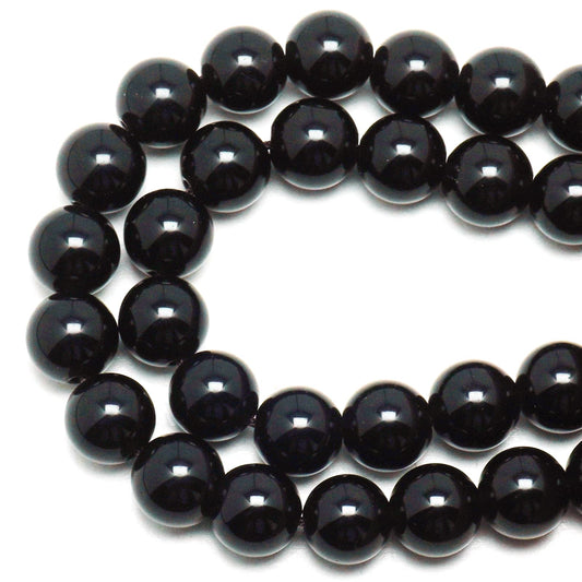 DIQIO Natural Black Agate Beads for Jewelry Making - Gemstone Crystal Beads Stone Beads for Bracelets, 6mm Black Noyx Round Loose Beads(58-60pcs, 6mm, Black Agate)