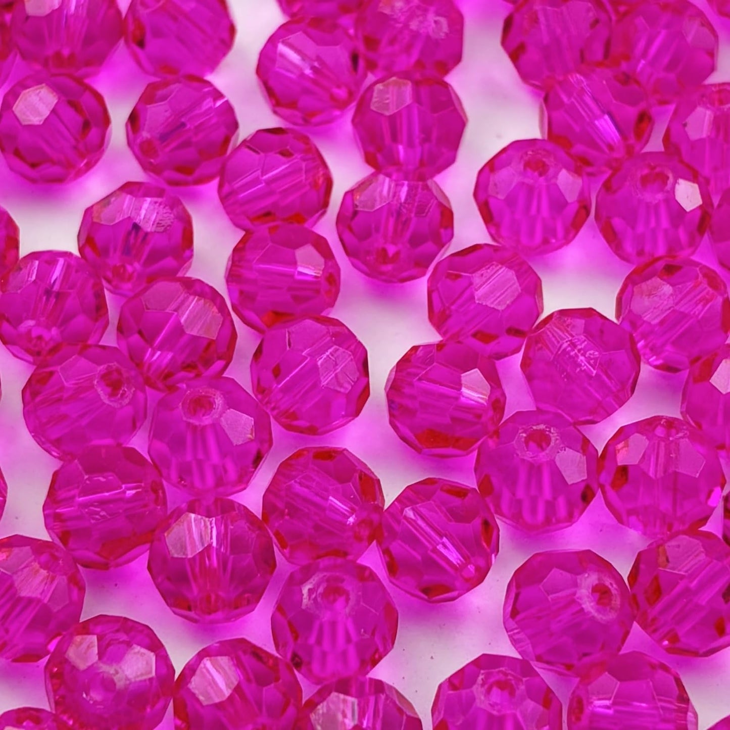YUEXIGO 60pcs 10mm Round Crystal Glass Beads for Jewelry Making, Faceted Crystal Glass Spacer Beads for Bracelet Earring Necklace DIY Craft(Rose Red)