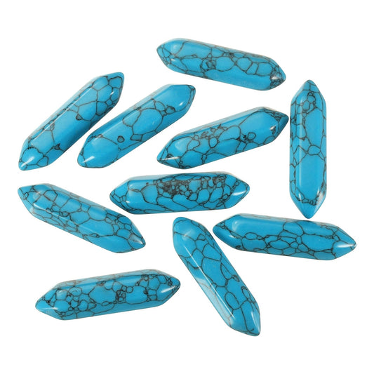 MECCANIXITY 10 Pack Blue Turquoise Quartz Crystals, Polished Crystals Bulk Hexagonal Shaped Meditation Gemstone for Jewelry Making Energy Balance Accessories Gifts