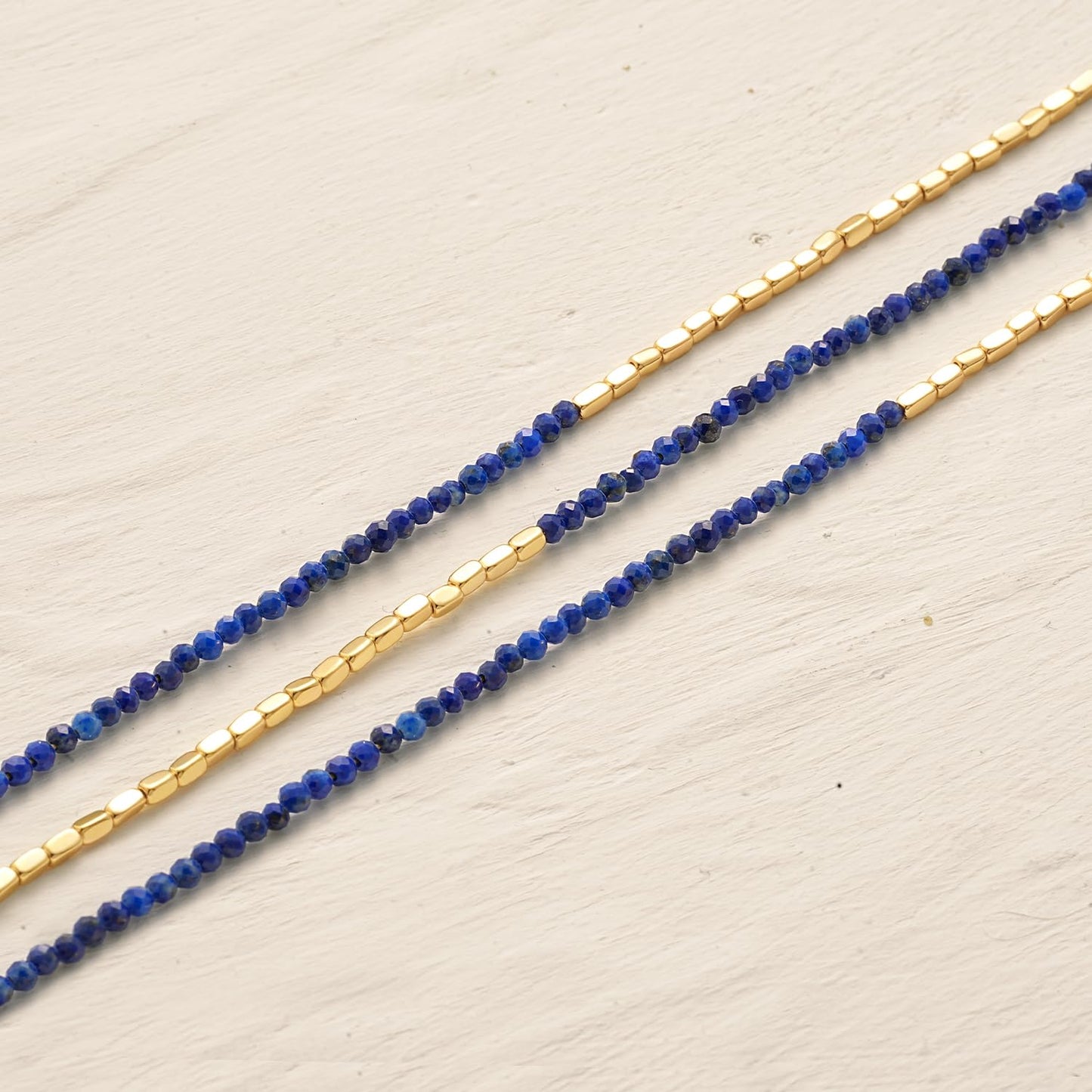 MYEARS Women Beaded Bracelet Gold Gemstone Lapis Lazuli 14K Simple Dainty Handmade Chain Everyday Boho Beach Jewelry