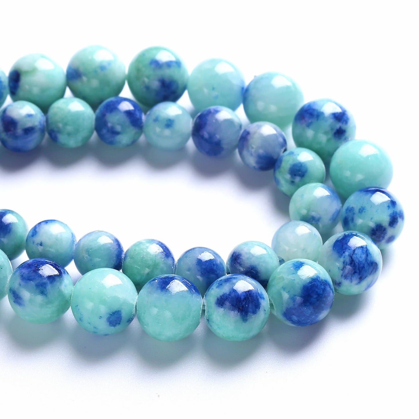 12MM 32PCS Peacock Blue Persian Jade Spacer Loose Beads for Jewelry Making DIY Bracelet Necklace
