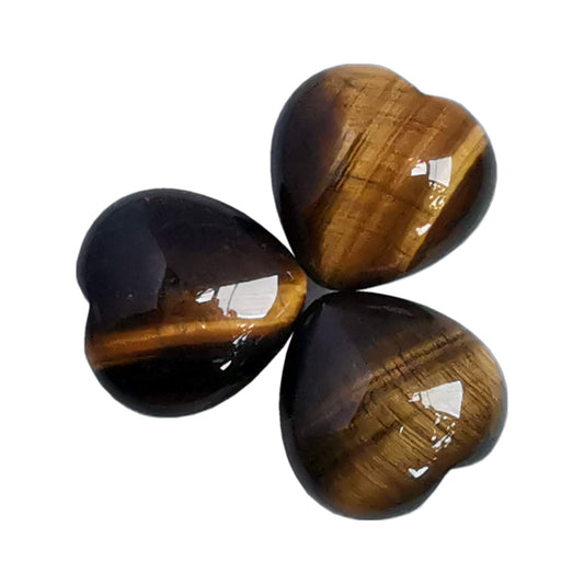 Bacatgem 3 Pcs Natural Tiger's Eye Pocket Palm Thumb Healing Crystal Heart Love Worry Stones,1 inches Reiki Balancing Crystal and Healing Stones