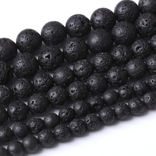 36PCS 10MM Natural Lava Stone Beads Energy Healing Beads for DIY Jewelry Bracelet Necklace Making for Jewelry Making15Inch