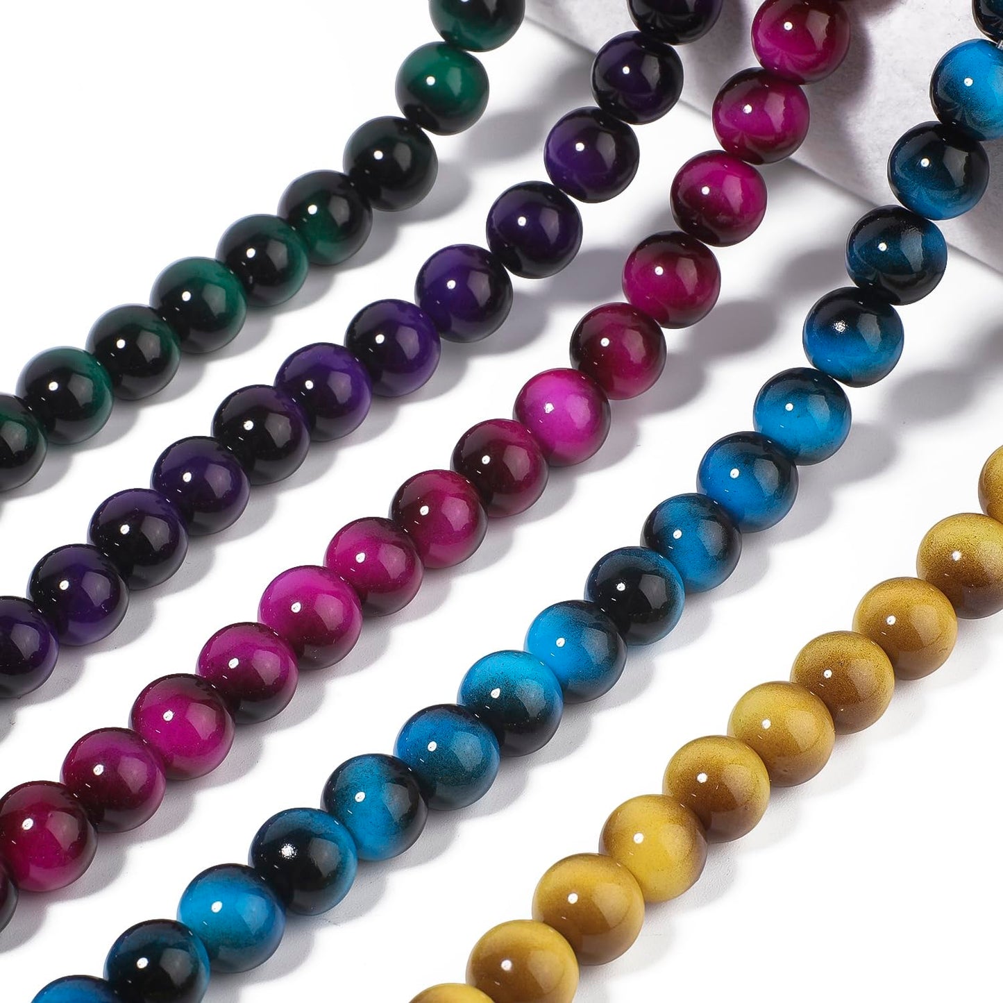 Song Xi 28PCS 12mm Blue Tiger Eye Gemstone Beads for Jewelry Making, Round Smooth Glass Beads for DIY Bracelet Necklace Earring Keychain, Arts and Crafts, for Christmas Wedding Birthday
