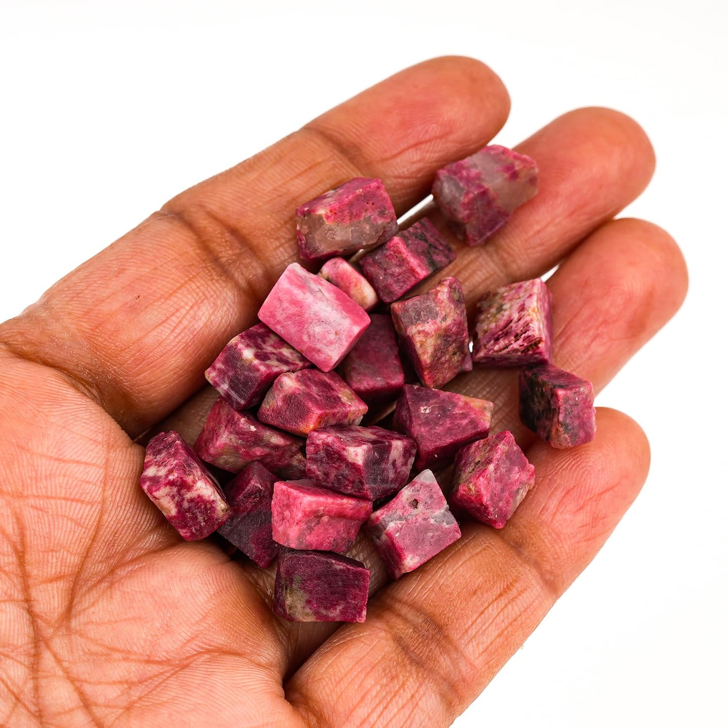 ColouredRocks 100 carats Thulite Crystals, Raw Stones, Rough Gemstones, Jewelry Making Supply, Cabbing, Polishing, Cutting, DIY, Crafts (20pcs) (8-12mm)