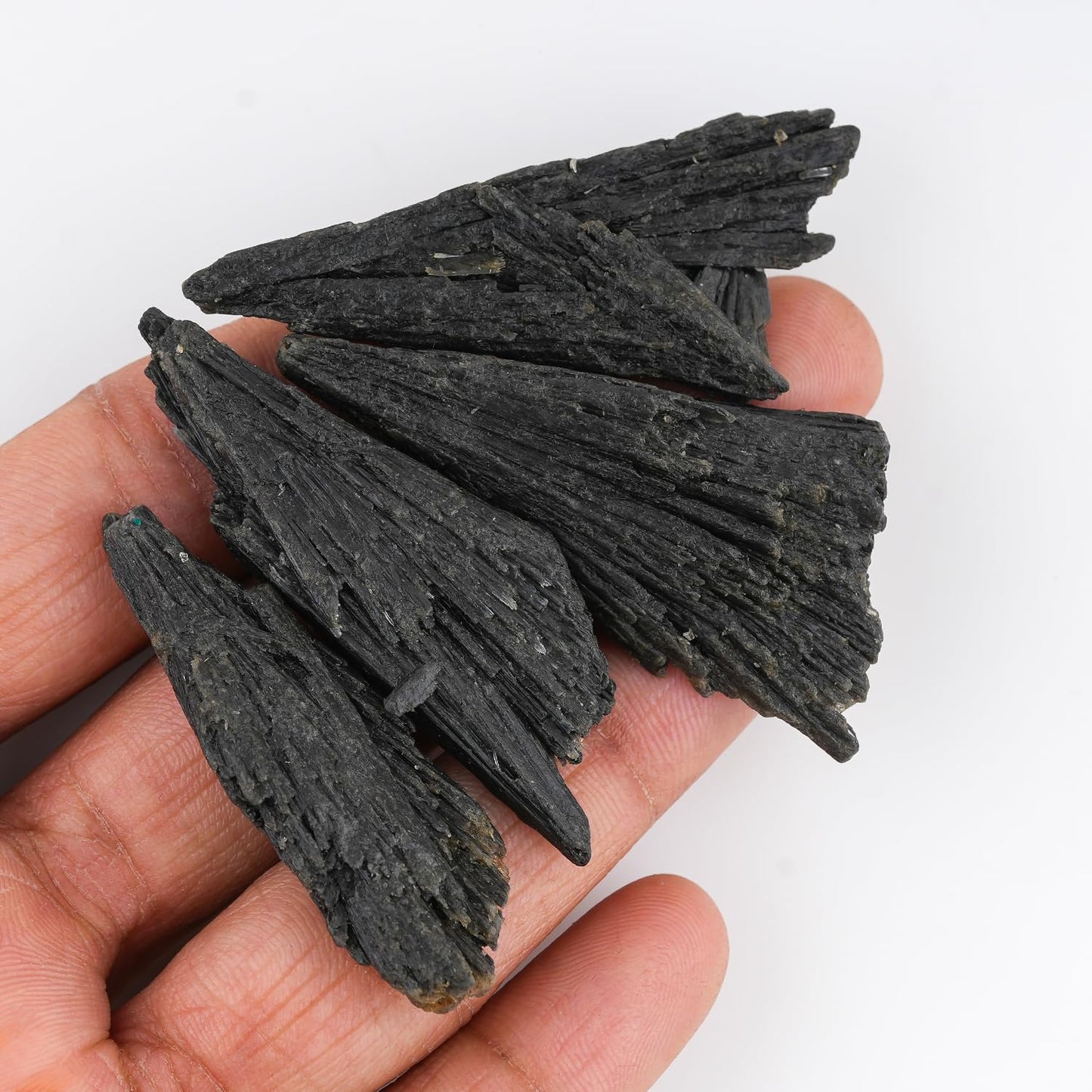 ColouredRocks 4pcs BLACK KYANITE FANES, Raw Crystals, Raw Stones, Rough Gemstones, Jewelry Making Supply, Cabbing, Polishing, Cutting, DIY, Crafts, (35+ mm.)