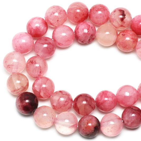 DIQIO Jade Stone Beads for Jewelry Making - 6mm Gemstone Round Loose Beads for Bracelets(58-60pcs, Blood-red Persian Jade)