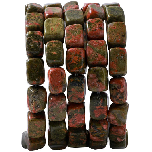 Natural Large Unakite Cube Stone Beads 8x11mm 38cm/str Loose Semi Gemstone Stone Square Beads for Making Bracelets Necklace