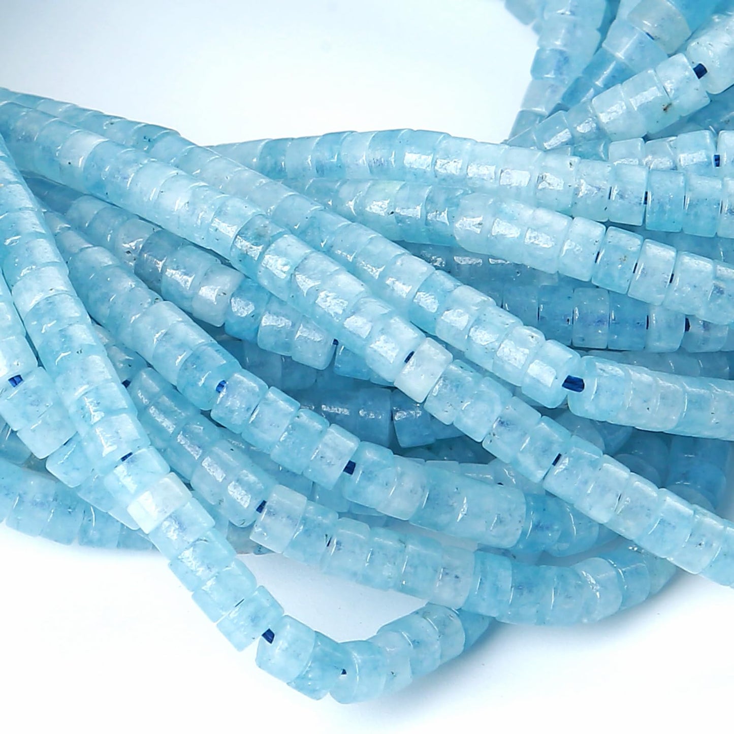 2x4MM 150PCS Aquamarine Jade Tube Cylinder Rondelle Abacus Disk Spacer Loose Beads for Jewelry Making