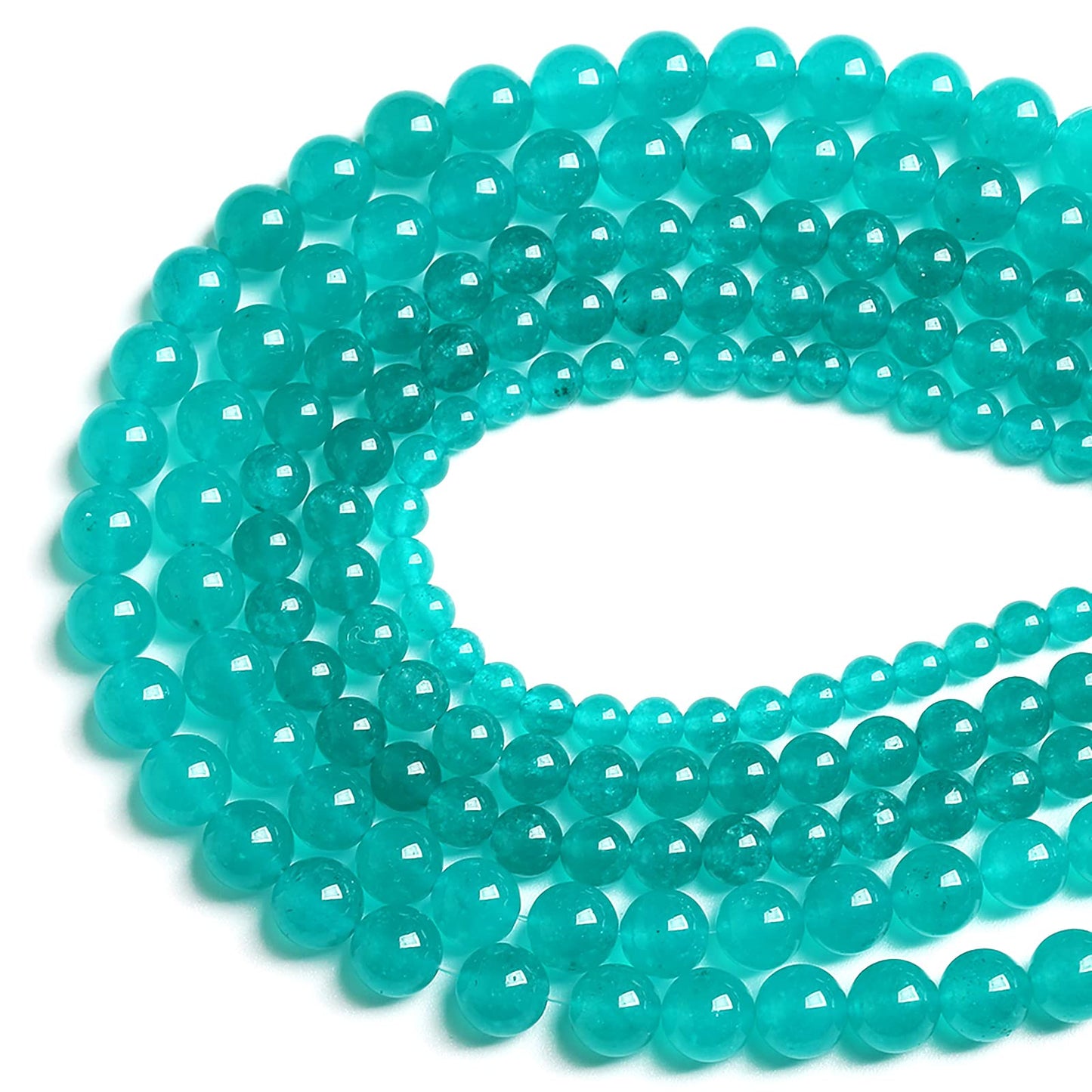 8MM 45PCS Natural Blue Amazonite Chalcedony Stone Crystal Loose Beads for Jewelry Making DIY Bracelet Necklace