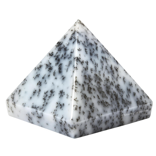 Amazing Gemstone Dendrite Opal Pyramid Crystal Healing Stones - 1.5" Great Pyramid Figurine of Natural Stone Pyramid for Meditation, Reiki, Chakra Balancing and Crystal Pyramids Grid