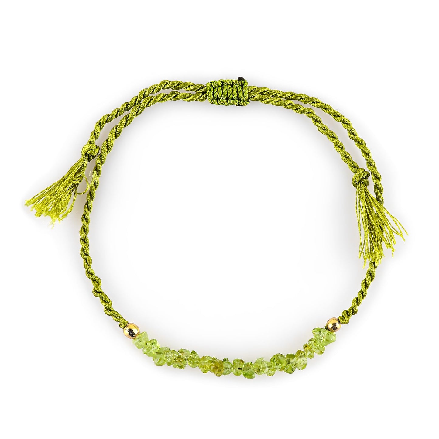 TGH Natural Peridot Chip Braided Bracelet – Handmade Adjustable Protection Bracelet – Raw Peridot Healing Crystal Jewelry for Men & Women – Christmas Gift for Her – Energy Stone Bracelet