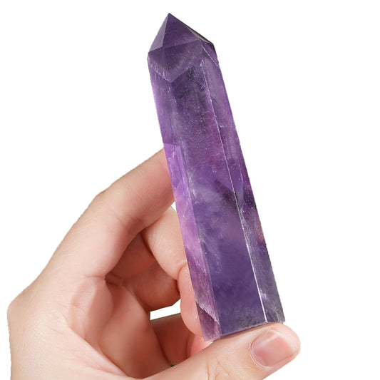 ZHIYUXI 3.7-4" Amethyst Crystal Gemstones Crystals and Healing Stones Purple Crystal Tower Hexagonal Pointed Crystal Wand 1 Pc Large Crystals Reiki Energy Balancing Meditation Therapy Decoration Gifts
