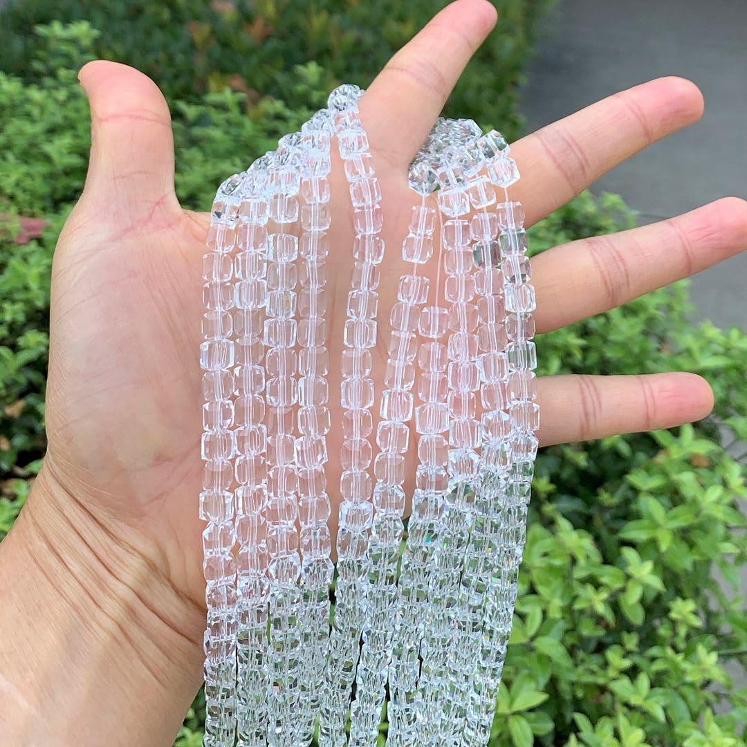 100pcs Czech Faceted Cube Crystal Glass Loose Beads Spacer 6mm (0.24 Inch) Crystal Clear for DIY Jewelry Craft Making CCC601