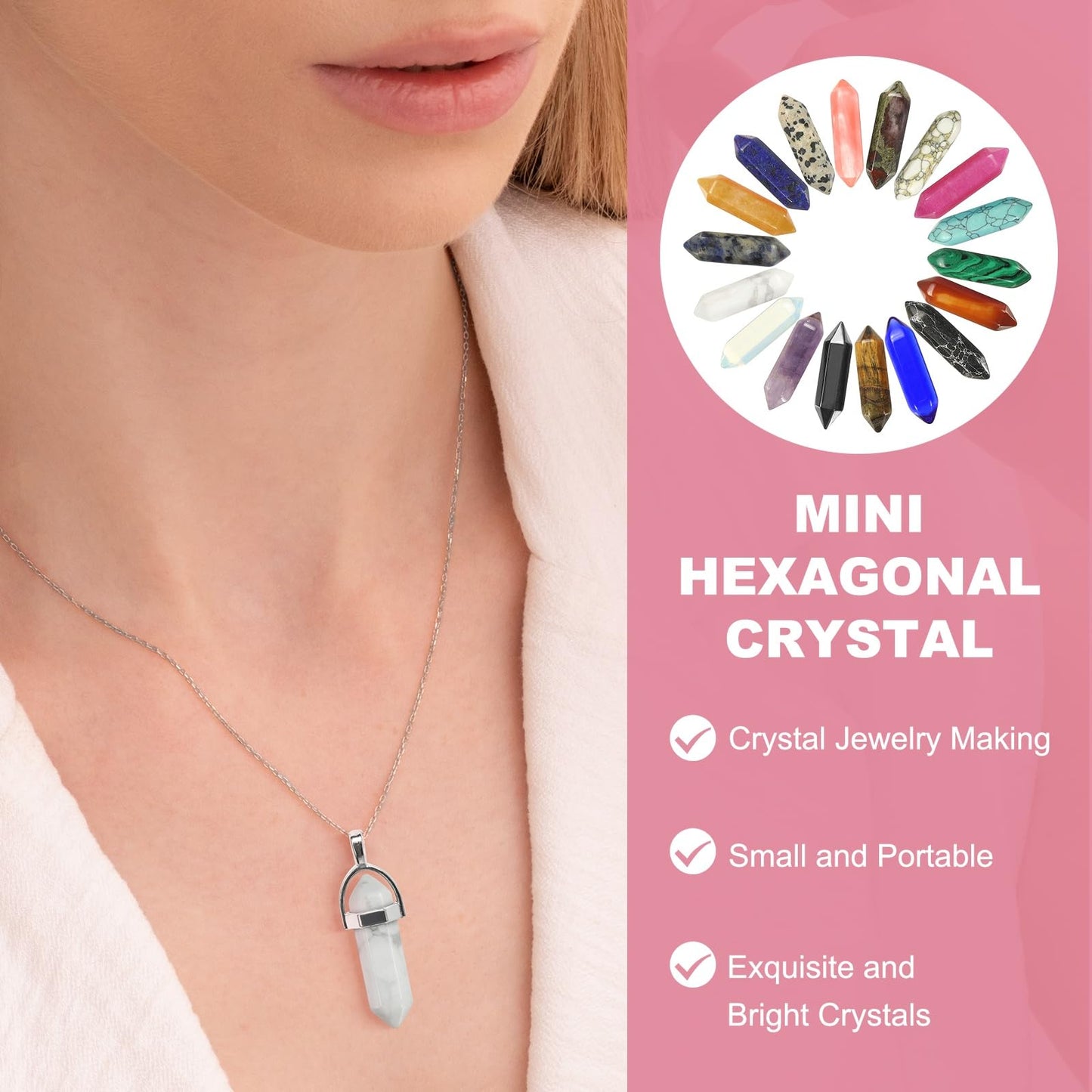 MECCANIXITY 10 Pack Floral Red Quartz Crystals, Polished Crystals Bulk Hexagonal Shaped Meditation Gemstone for Jewelry Making Energy Balance Accessories Gifts