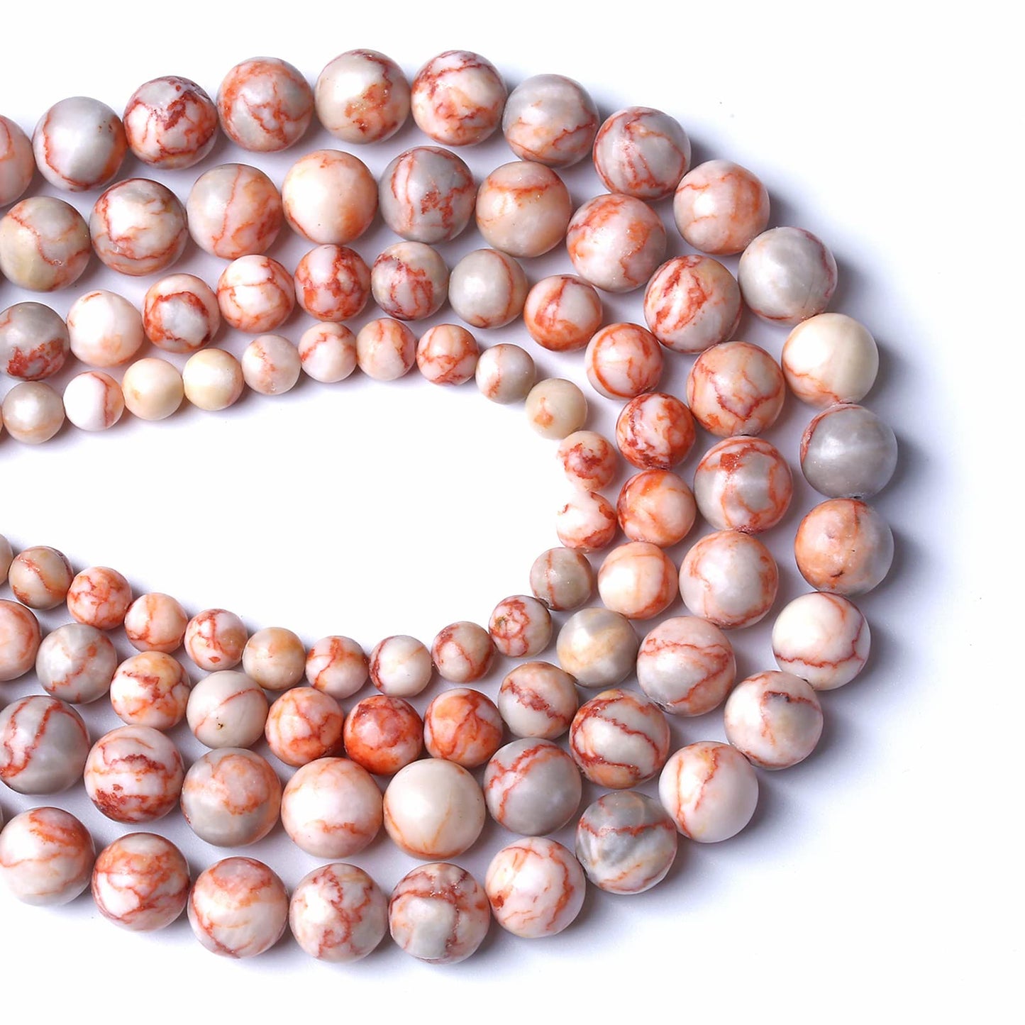 12MM 32PCS Natural Stone Red Network Jasper Loose Beads for Jewelry Making DIY Bracelet