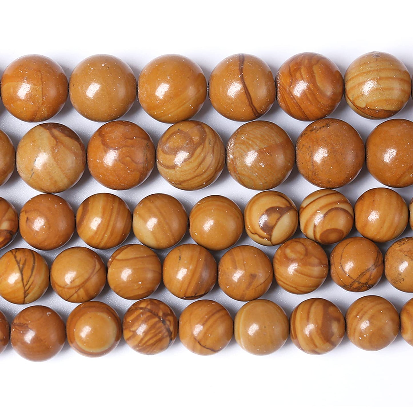 12MM 32PCS Natural Stone Yellow Woodgrain Jasper Loose Beads for Jewelry Making DIY Bracelet