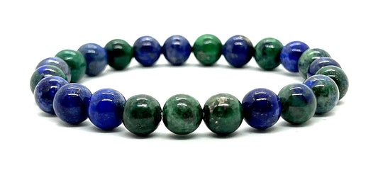 AWAKEN YOUR KUNDALINI Azurite Stretch Bracelet – 8mm Beads, Sagittarius Birthstone & Throat Chakra