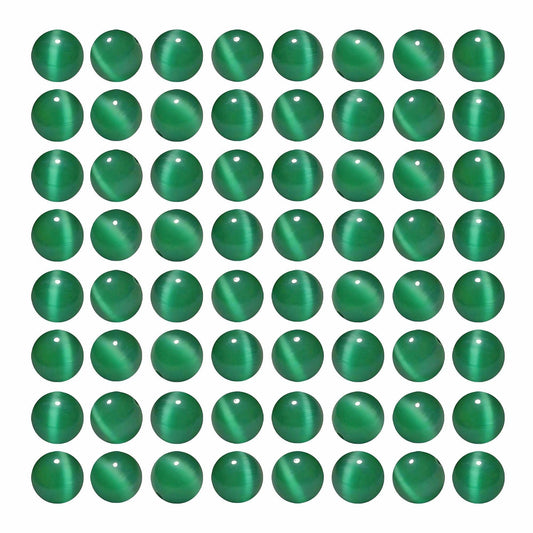 MJDCB 30pcs Peacock Green Cat Eye Stone Beads 12mm Round Crystal Loose Bead for Jewelry Making DIY Bracelets Necklace