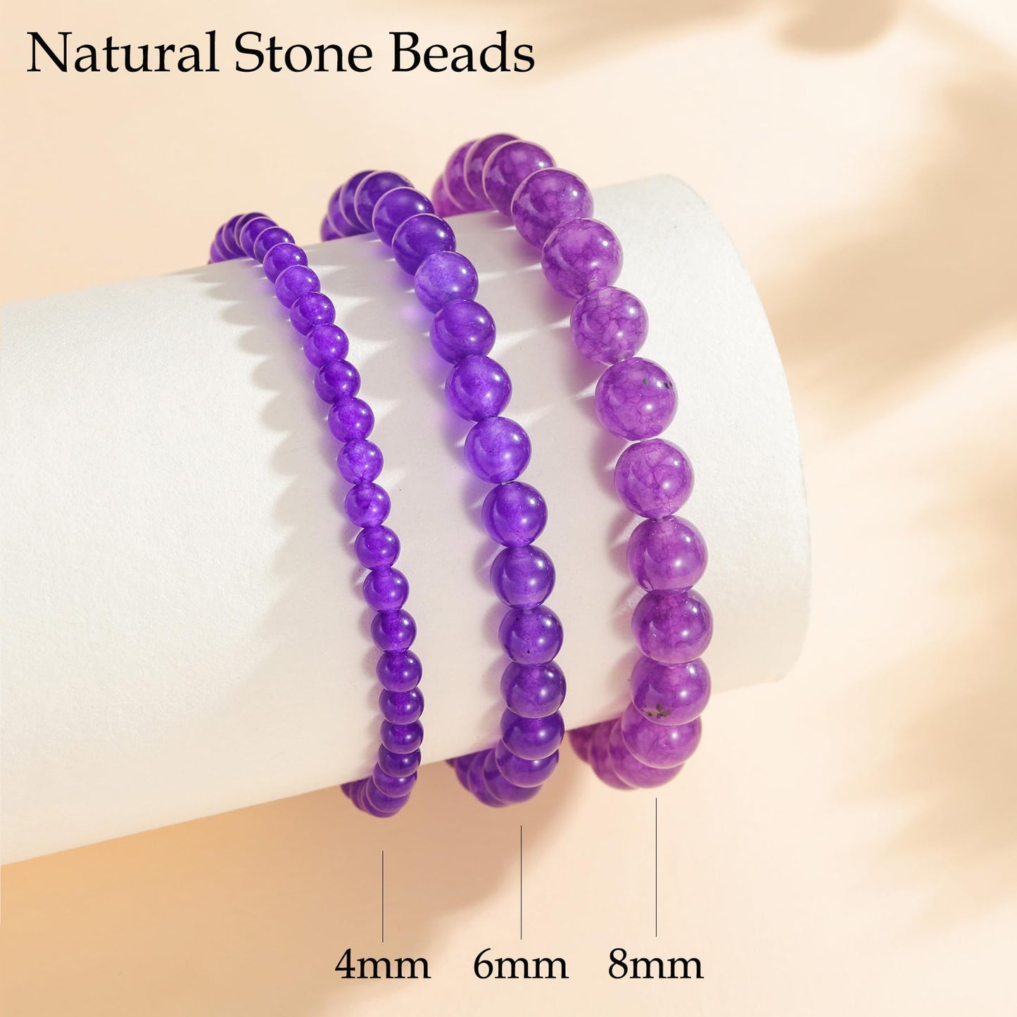 Udolfly Womens Crystal Beaded Bracelets for Women Men Protective Energy Bracelet Natural Gemstone Bead Bracelet 6mm Amethyst