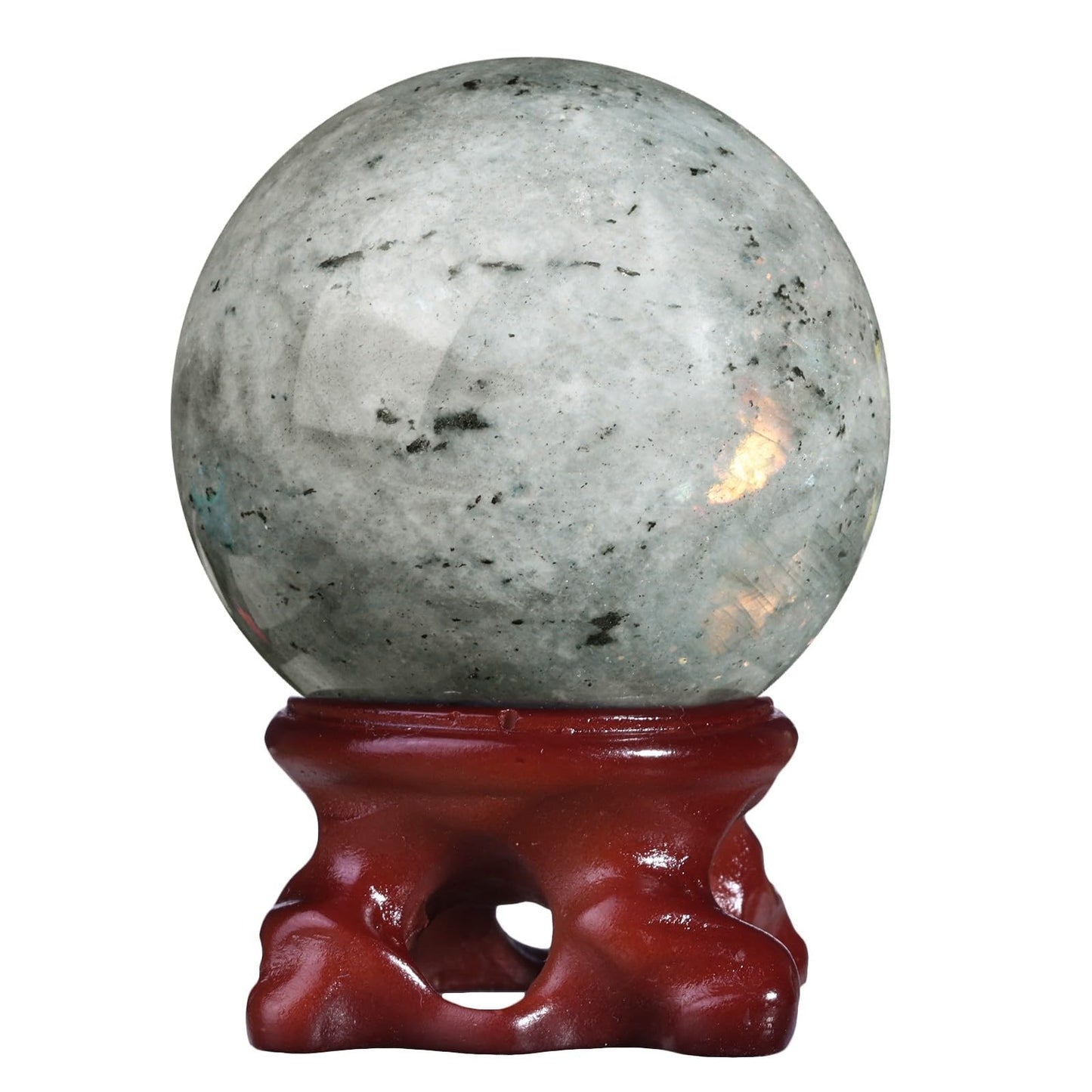 TUMBEELLUWA Labradorite Crystal Ball with Stand for Fortune Teller Witchcraft Divination, Decorative Gemstone Sphere for Home Decor, 51-60 mm