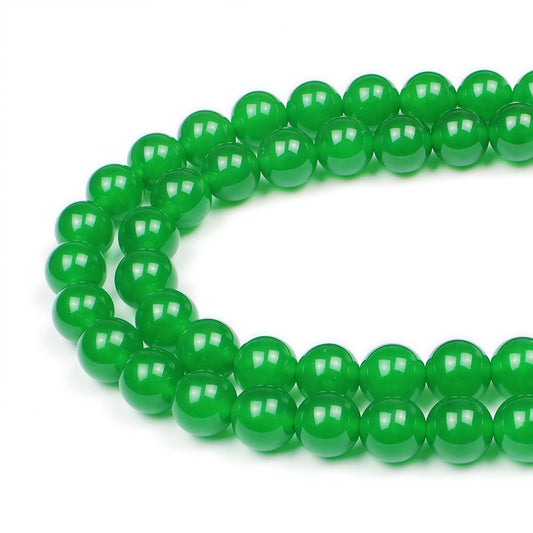 MJDCB Stone Beads Green Jade Round Loose Beads for Jewelry Making DIY Bracelet Necklace (8mm)