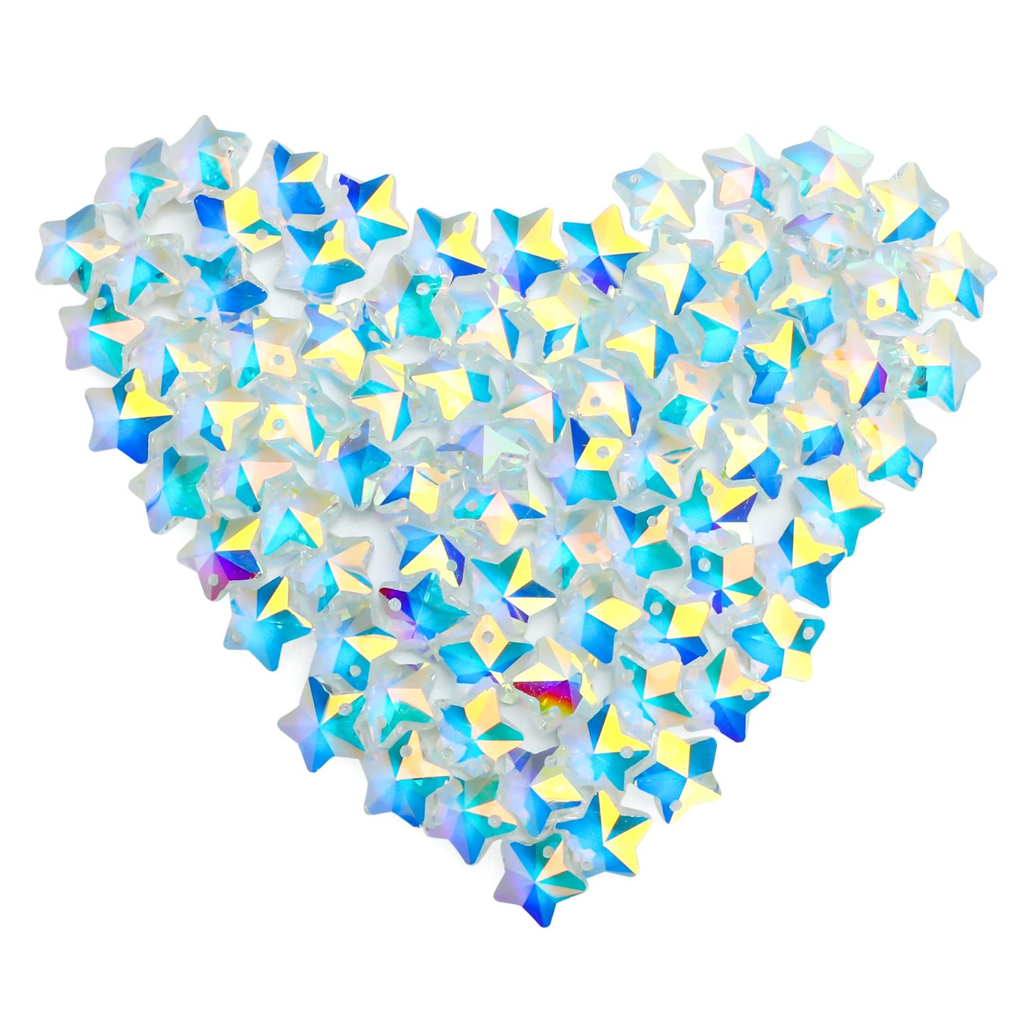 14mm 100pcs Suncatcher Crystal Star Beads, Multicolor Glass Beads Charms Pendants for DIY Bracelet Necklace Earrings Jewelry Making Home Chandelier Parts Lampwork Beads