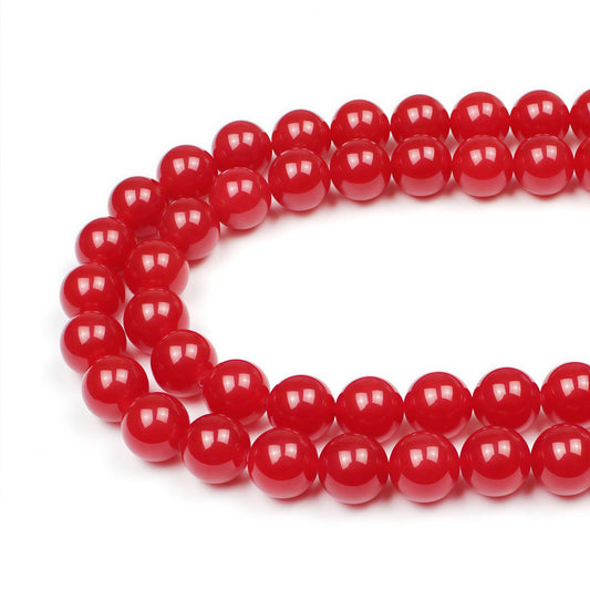 MJDCB Natural Red Jade Round Loose Beads for Jewelry Making DIY Bracelet Necklace (10mm)