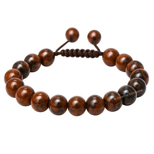 Amazing Gemstone Mahogany Obsidian Bracelet for Women Men's Gifts - Protection Healing Crystal Bracelet - 8mm Gemstones Beaded Adjustable Bracelet Pulseras Para Hombres Mujer Stocking Stuffers