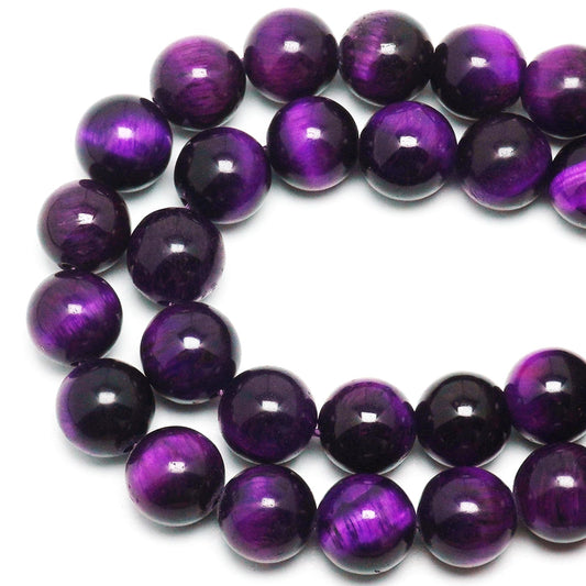 DIQIO Natural Purple Tiger Eye Beads for Jewelry Making - Stone Beads Gemstone Beads for Bracelets, 6mm Crystal Round Loose Beads(58-60pcs, 6mm, Purple Tiger Eye)