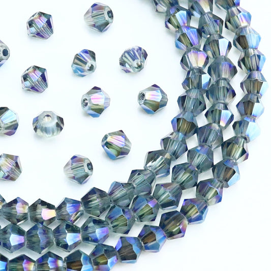 Dowarm 1000PCS 4mm Glass Bicone Beads for Craft Jewelry Making, DIY Bracelet, Necklace, Dolls, Wine Charms, Wind Chimes, Suncatchers, Bulk Small Faceted Crystal Beads, Transparent Blue