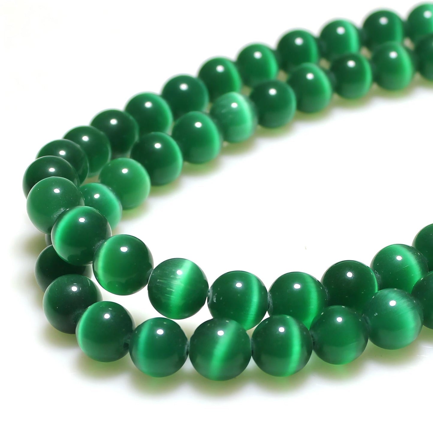 MJDCB 30pcs Peacock Green Cat Eye Stone Beads 12mm Round Crystal Loose Bead for Jewelry Making DIY Bracelets Necklace