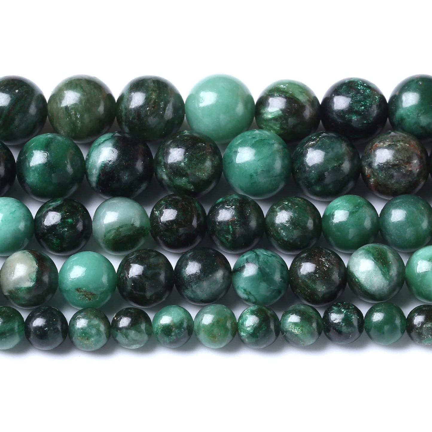 10mm 36pcs Natural Green Emerald Mica Crystal Gemstone Beads for Jewelry Making DIY Bracelet