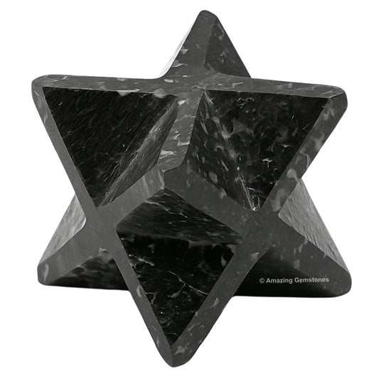 Amazing Gemstone Nuummite Merkaba Crystal - 0.75 Inches Metaphysical Merkaba Star for Meditation - Energetic Tetrahedron Crystal and Healing Stones for Spiritual Growth and Healing (15-20mm)