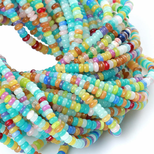 2x4MM 150PCS Colorful Jade Stone Tube Rondelle Abacus Disk Spacer Loose Beads for Jewelry Making