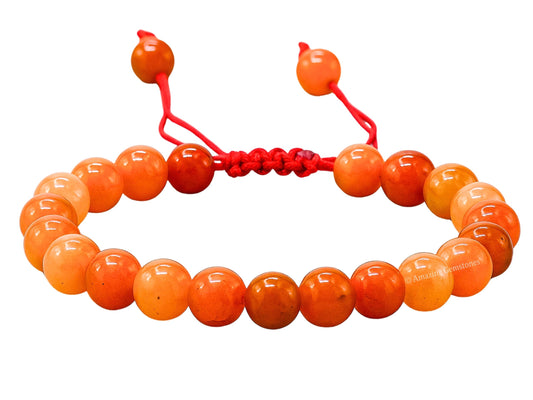 Amazing Gemstone Red Aventurine Bracelet for Women Men's Gifts - Protection Healing Crystal Bracelet - 8mm Gemstone Beaded Adjustable Bracelet Pulseras Para Hombres Mujer Stocking Stuffers