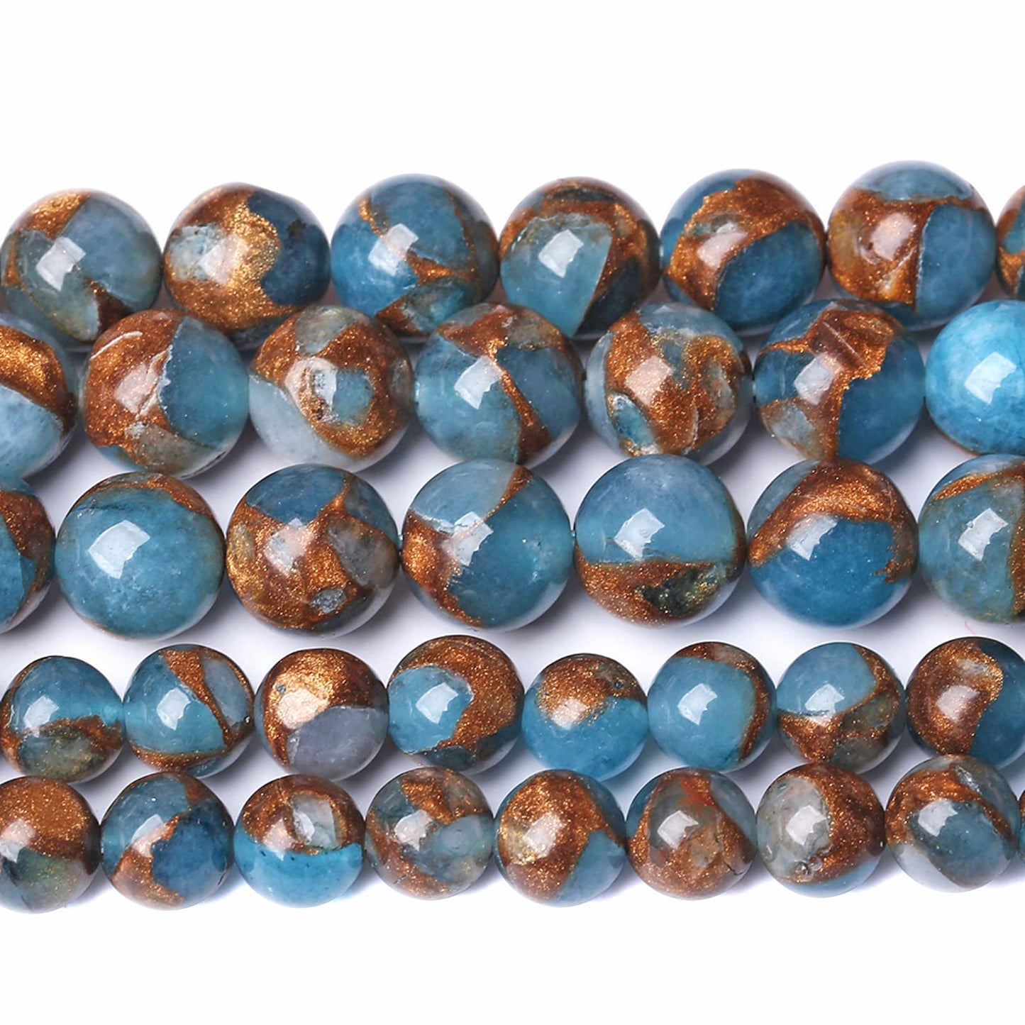 75PCS 10MM Lake Blue Cloisonne Craft Spacer Loose Beads for Jewelry Making DIY Bracelet