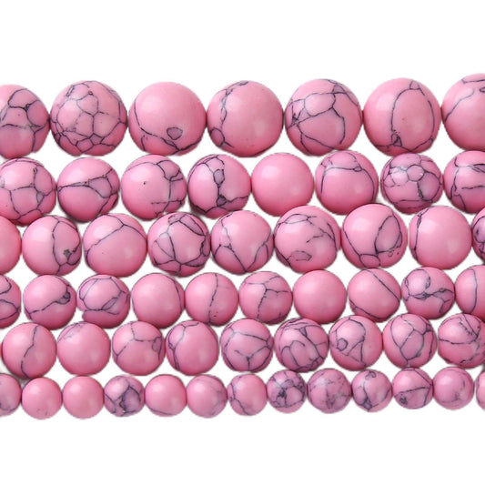 36pcs 10mm Pink Turquoise Beads Natural Stone Round Loose Spacer Beads for Jewelry Making DIY Bracelet Necklace 1 Strand 15inch