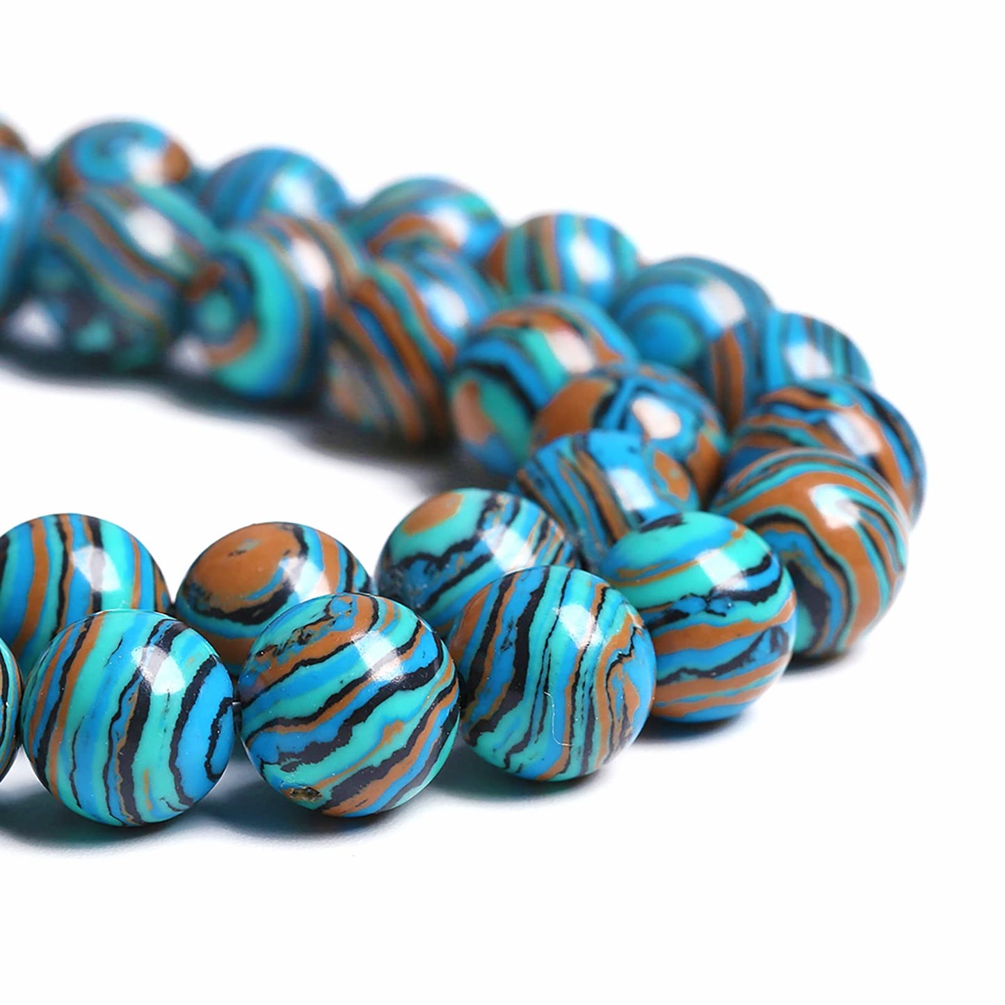 8MM 45PCS Blue Malachite Spacer Loose Beads for Jewelry Making DIY Bracelet Necklace 1 Strand 15’’