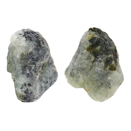 ANAYA AGATE Prehnite Epidote 2 Pcs Raw Crystals Rough Gemstones w/Authenticity Card, Velvet Pouch - Large 1.25–2.0" Raw Stones for Tumbling, Cabbing, Polishing, Cutting Natural Healing Crystals for Home Decor, DIY Stones