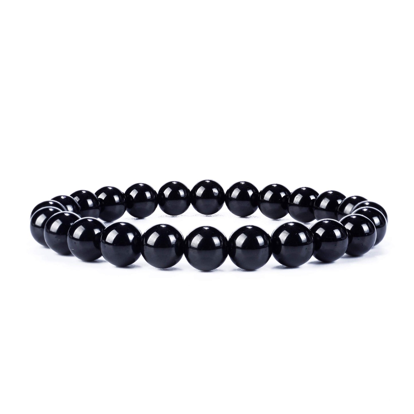 Cherry Tree Collection Black Tourmaline Beaded Bracelet – Genuine 8mm Gemstone Stretch Bracelet for Men & Women – Handmade Crystal Bracelet - (Black Tourmaline - M)
