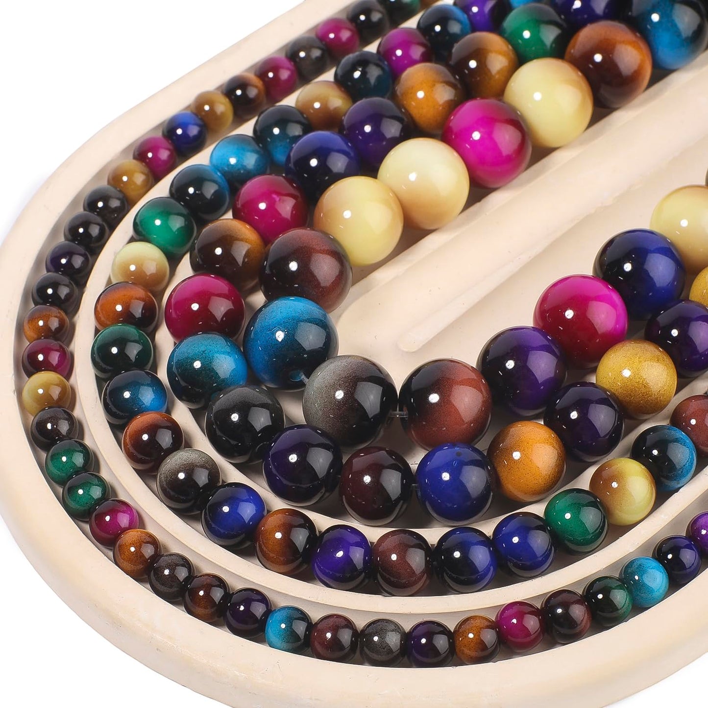 Song Xi 28PCS 12mm Mixed Color Tiger Eye Gemstone Beads for Jewelry Making, Round Smooth Glass Beads for DIY Bracelet Necklace Earring Keychain, Arts and Crafts, for Christmas Wedding Birthday