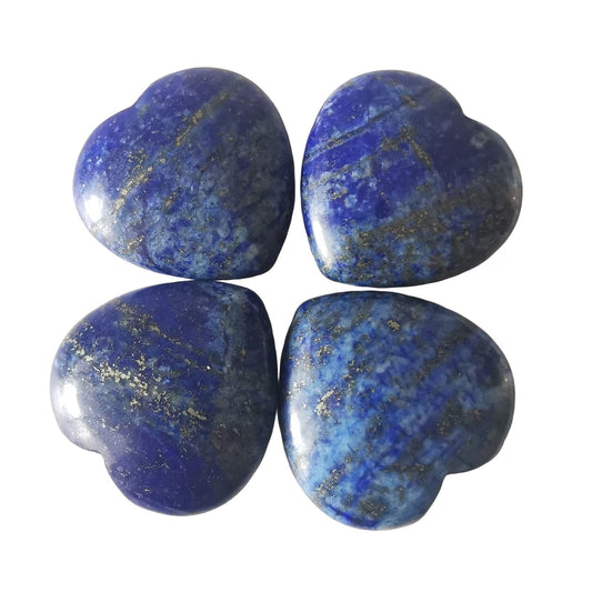 Loveliome 4 Pcs Natural Lapis Lazuli Love Heart Palm Stone Reiki Balancing Worry Stone(1 Inch)