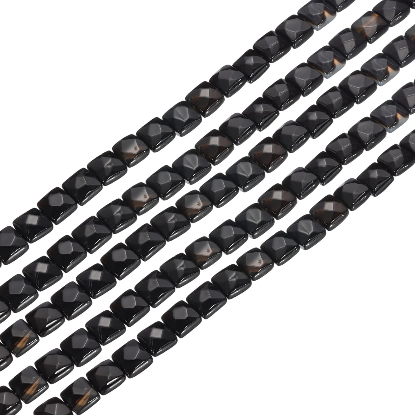 PATIKIL 50 Pack Natural Stone Beads, 8mm Faceted Square Agate Beads Bulk Natural Black Agate Stones, for DIY Jewelry Making Necklace Bracelet Accessories, 2 Strands, 16 Inches, Black